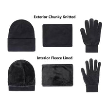 将图片加载到图库查看器,3-Piece: Winter Beanie Hat Scarf Gloves for Men