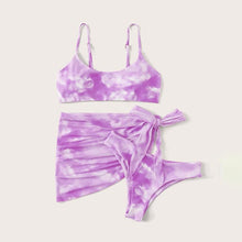Load image into Gallery viewer, 3 Piece Women Bikini Modern Swimsuit Women High Cut Suit Halter Swimwear Women's Bikini Swimsuits With Wrap Skirt Lace Up Pieces Strings High Cut Bikini Set Bathing Suits Female Triangle Backless Bathing Suit