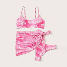 Load image into Gallery viewer, 3 Piece Women Bikini Modern Swimsuit Women High Cut Suit Halter Swimwear Women's Bikini Swimsuits With Wrap Skirt Lace Up Pieces Strings High Cut Bikini Set Bathing Suits Female Triangle Backless Bathing Suit