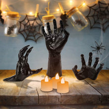 Load image into Gallery viewer, 3-Pieces: Creepy Reaching Hands with Lighted Candles Wall Mounted