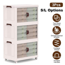 Load image into Gallery viewer, 3-Pieces: Foldable Storage Bins with Lid Front Magnetic Door Collapsible Stackable Closet Organizer
