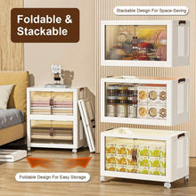 Load image into Gallery viewer, 3-Pieces: Foldable Storage Bins with Lid Front Magnetic Door Collapsible Stackable Closet Organizer