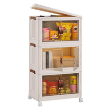 Load image into Gallery viewer, 3-Pieces: Foldable Storage Bins with Lid Front Magnetic Door Collapsible Stackable Closet Organizer