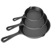 Load image into Gallery viewer, 3-Pieces: Pre-Seasoned Cast Iron Skillet