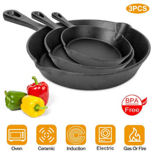 Load image into Gallery viewer, 3-Pieces: Pre-Seasoned Cast Iron Skillet