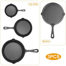 Load image into Gallery viewer, 3-Pieces: Pre-Seasoned Cast Iron Skillet