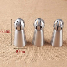 Load image into Gallery viewer, 3-Pieces: Russian Stainless Steel Tips Tulip Sphere Whip Cream Buttercream Icing Piping Nozzles