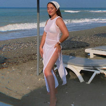 将图片加载到图库查看器,3 Pieces Set High Neck Swimwear Female Swimsuit Cover-Ups For Women Skirts Bikini Halter Triangle Bathing Suit Maxi Dress Bikini Cover Up