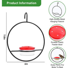 Load image into Gallery viewer, 3-Pieces: Stackable Hanging Humming Bird Feeder with Metal Frame & Red Plastic Bowl