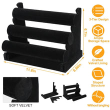 Load image into Gallery viewer, 3-Tier Velvet Jewelry Stand
