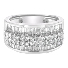 Load image into Gallery viewer, 14K White Gold Round and Baguette Diamond Ring (1 1/2 Cttw, F-G Color, SI1-SI2 Clarity) - Size 6-3/4