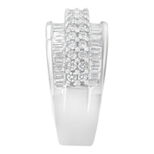 Load image into Gallery viewer, 14K White Gold Round and Baguette Diamond Ring (1 1/2 Cttw, F-G Color, SI1-SI2 Clarity) - Size 6-3/4