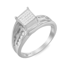 Load image into Gallery viewer, 10K White Gold 1/3 Cttw Invisible Set Princess-cut Diamond Cluster Bypass Ring (H-I Color, SI1-SI2 Clarity) - Ring Size 7