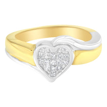 Load image into Gallery viewer, 14K Two-Toned Gold Princess-Cut Diamond Heart Promise Ring (1/4 Cttw, H-I Color, I1-I2 Clarity) - Size 6