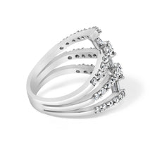 Load image into Gallery viewer, 18K White Gold 1 3/4 Cttw Diamond Multi Crossover and Split Shank Cocktail Ring