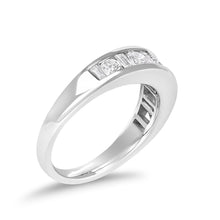 Load image into Gallery viewer, 14K White Gold Alternating 1.0 Cttw Round and Baguette Diamond Channel Band Ring