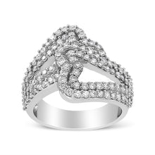 Load image into Gallery viewer, 14K White Gold 1 1/2 Cttw Diamond Open Double Heart Bypass Ring Band (H-I Color, VS1-VS2 Clarity) - Ring Size 7