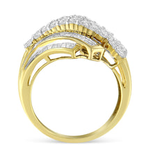 Load image into Gallery viewer, 10K Yellow Gold 1.0 Cttw Round & Baguette Cut Diamond 64 Stone Bypass Style Channel Set Modern Statement Ring (H-I Color, SI1-SI2 Clarity) - Size 6