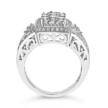 Load image into Gallery viewer, 10K White Gold 1.0 Cttw Diamond Rectangular Cushion Shaped Cluster Halo Flared Band Cocktail Fashion Ring (H-I Color, SI2-I1 Clarity) - Size 7