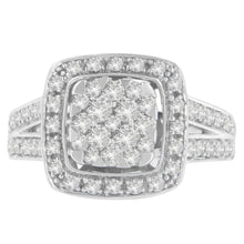 Load image into Gallery viewer, 10K White Gold Diamond Cluster Ring (1 Cttw, H-I Color, SI2-I1 Clarity) - Size 6-1/2