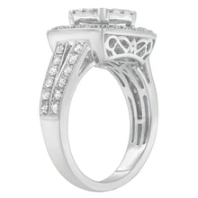 Load image into Gallery viewer, 10K White Gold Diamond Cluster Ring (1 Cttw, H-I Color, SI2-I1 Clarity) - Size 6-1/2
