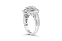 Load image into Gallery viewer, 14K White Gold 1.0 Cttw Round & Baguette Cut Diamond Floral Cluster Quatrefoil Channel Set Band Cocktail Statement Ring (H-I Color, SI2-I1 Clarity) - Size 6-3/4