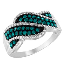 Load image into Gallery viewer, .925 Sterling Silver Treated Blue Color Diamond cocktail Ring (1/2 Cttw, Treated Blue Color, I2-I3 Clarity) - Size 6-3/4