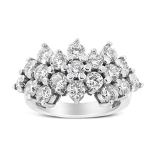 将图片加载到图库查看器,14K White Gold 4.0 Cttw Diamond Multi Row Scatter Band Ring (I-J Color, I1-I2 Clarity) - Size 7