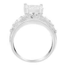 Load image into Gallery viewer, 14K White Gold 2.0 Cttw Mixed-Cut Diamond Rectangle Invisible-Set Composite Cluster Ring with Bar- and Channel-Set Band (H-I Color, SI2-I1 Clarity) - Size 5