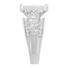 Load image into Gallery viewer, 14K White Gold 2.0 Cttw Mixed-Cut Diamond Rectangle Invisible-Set Composite Cluster Ring with Bar- and Channel-Set Band (H-I Color, SI2-I1 Clarity) - Size 5