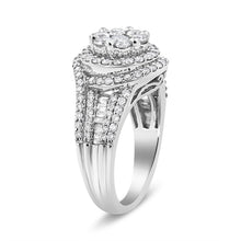 Load image into Gallery viewer, 14K White Gold 1 1/2 Cttw Diamond Floral Cluster and Studded Shank Halo Ring (H-I Color, SI2-I1 Clarity) - Ring Size 7
