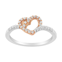 Load image into Gallery viewer, 10K Two Toned Gold Diamond Heart Cocktail Ring (1/5 Cttw, H-I Color, I1-I2 Clarity) - Size 6-1/2