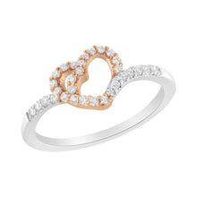 Load image into Gallery viewer, 10K Two Toned Gold Diamond Heart Cocktail Ring (1/5 Cttw, H-I Color, I1-I2 Clarity) - Size 6-1/2
