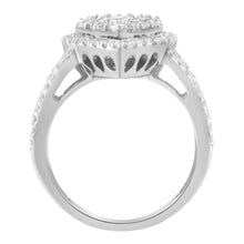 Load image into Gallery viewer, .925 Sterling Silver Diamond Cluster Ring (1 1/2 Cttw, H-I Color, I1-I2 Clarity) - Size 6