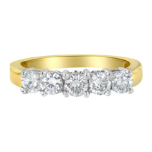 Load image into Gallery viewer, 14KT Two Toned Gold 5 Stone Diamond Ring (1 cttw, H-I Color, SI1-SI2 Clarity)