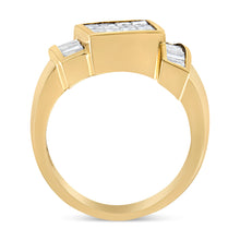 将图片加载到图库查看器,14K Yellow Gold 1 5/8 Cttw Invisible-Set Princess and Baguette Diamond Cocktail Band Ring
