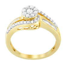 将图片加载到图库查看器,10K Yellow Gold Diamond Cluster Ring (1/2 Cttw, I-J Color, I2-I3 Clarity) - Size 6