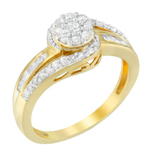 将图片加载到图库查看器,10K Yellow Gold Diamond Cluster Ring (1/2 Cttw, I-J Color, I2-I3 Clarity) - Size 6