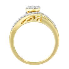 将图片加载到图库查看器,10K Yellow Gold Diamond Cluster Ring (1/2 Cttw, I-J Color, I2-I3 Clarity) - Size 6