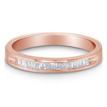 将图片加载到图库查看器,10K Rose Gold over .925 Sterling Silver 1/5 Cttw Diamond Channel-Set Stackable Band Ring (H-I Color, I1-I2 Clarity) - Size 6 3/4