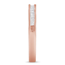 将图片加载到图库查看器,10K Rose Gold over .925 Sterling Silver 1/5 Cttw Diamond Channel-Set Stackable Band Ring (H-I Color, I1-I2 Clarity) - Size 6 3/4