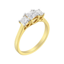 将图片加载到图库查看器,10K Yellow Gold Princess-Cut Diamond Three Stone Band Ring (1 Cttw, J-K Color, I1-I2 Clarity) - Size 6