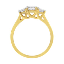 将图片加载到图库查看器,10K Yellow Gold Princess-Cut Diamond Three Stone Band Ring (1 Cttw, J-K Color, I1-I2 Clarity) - Size 6