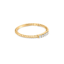 Load image into Gallery viewer, 10K Yellow Gold 1/10 Cttw Diamond 5 Stone Braided Shank Band Ring (I-J Color, I2-I3 Clarity)- Ring Size 6