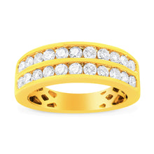 将图片加载到图库查看器,10K Yellow Gold Two-Row Diamond Band Ring (1 Cttw, J-K Color, I1-I2 Clarity) - Size 6