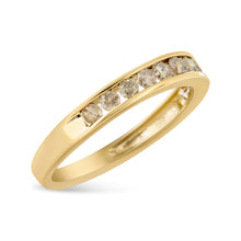 Load image into Gallery viewer, 14K Yellow Gold Plated .925 Sterling Silver 1/2 Cttw Channel Set Round Champagne Diamond 11 Stone Band Ring (K-L Color, I1-I2 Clarity) - Size 7