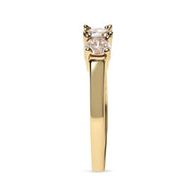 Load image into Gallery viewer, 10K Yellow Gold 1.00 Cttw Champagne Diamond 3-Stone Band Ring (J-K Color, I1-I2 Clarity) - Size 7