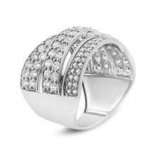 Load image into Gallery viewer, .925 Sterling Silver 2.00 Cttw Round-Cut Diamond Overlapping Bypass Band Ring (I-J Color, I2-I3 Clarity) - Ring Size 7