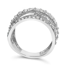 Load image into Gallery viewer, .925 Sterling Silver 2.00 Cttw Round-Cut Diamond Overlapping Bypass Band Ring (I-J Color, I2-I3 Clarity) - Ring Size 7