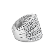Load image into Gallery viewer, 10K White Gold 2 1/2 Cttw Round and Baguette-Cut Diamond Multi-Row Bypass Ring (J-K Color, I2-I3 Clarity) - Ring Size 7